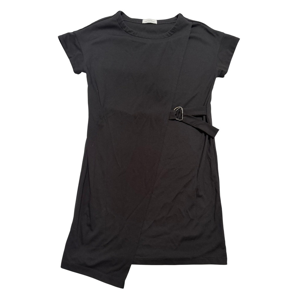 United Arrows Dress Womens M Black Excellent Asymmetrical Wrap D-Ring Knit Dress